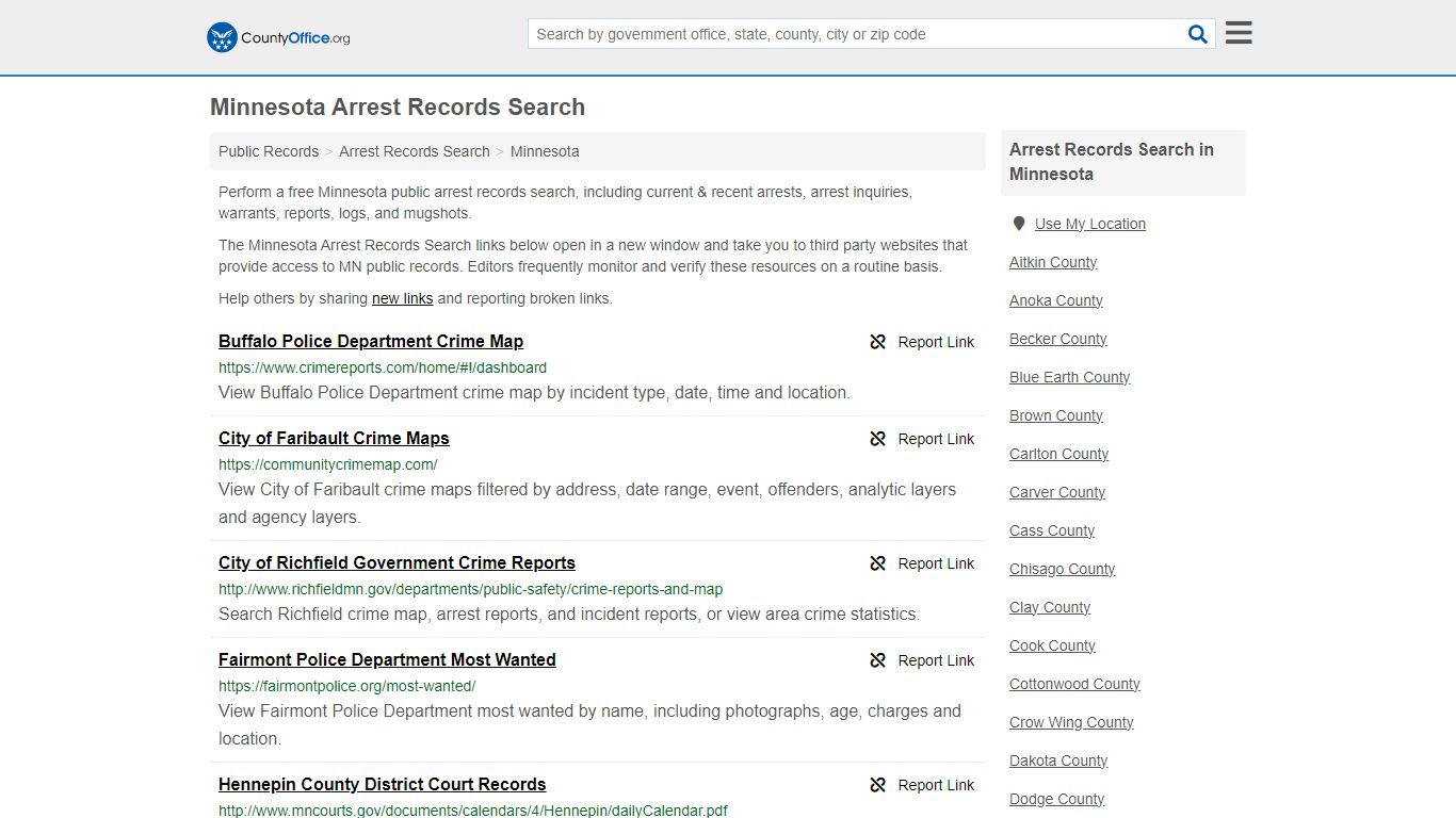 Arrest Records Search - Minnesota (Arrests & Mugshots) - County Office